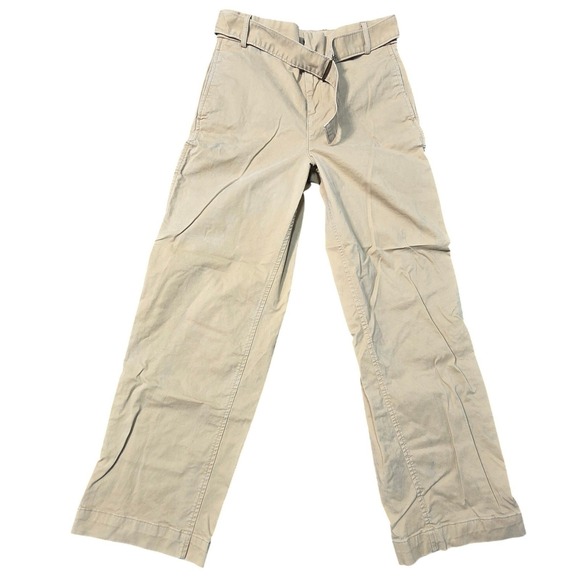 Banana Republic Pants - Banana Republic Authentic Chino Belted Wide Leg Cropped Pants Khaki Size 6